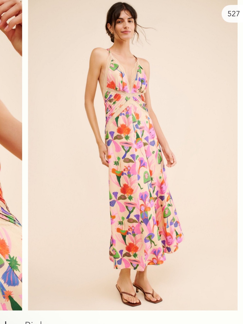 FARM Rio Fairies Sand Slip Midi Dress